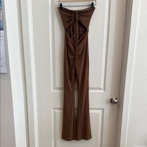 Brown Strapless Jumpsuit